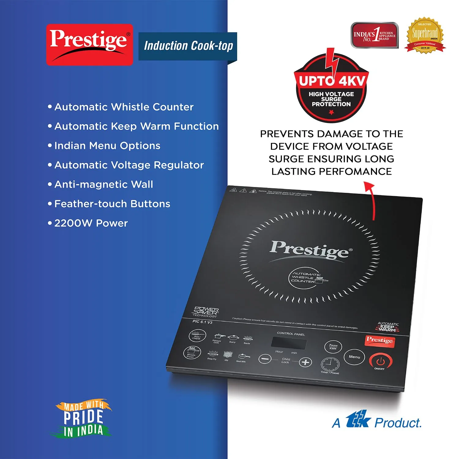 Prestige PIC 6.1 V3 Induction Stove 2200 W Black