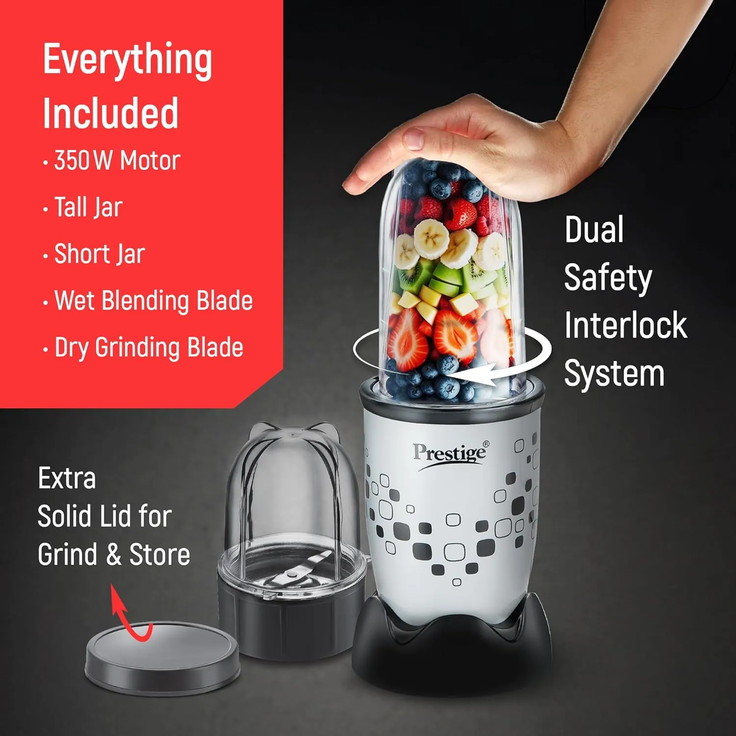 Prestige Nutri Mix 2.0 Mixer Grinder 350 W 2 Jar Grey