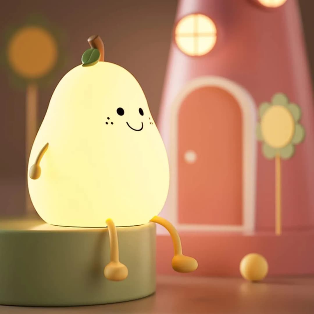 Cute Pear Lamp For Baby Fruit Night Light Warm White
