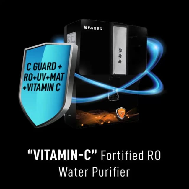 Faber C-Guard Plus (RO + UV + MAT + Vitamin C) 7 Ltr Water Purifier Black