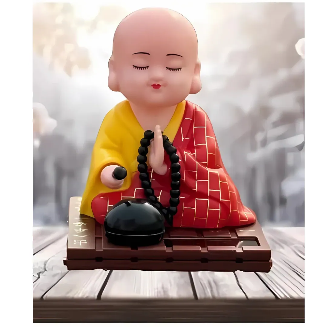 Prayer Unique Shape Solar Powered Moving Head & Hand Siddham Buddha