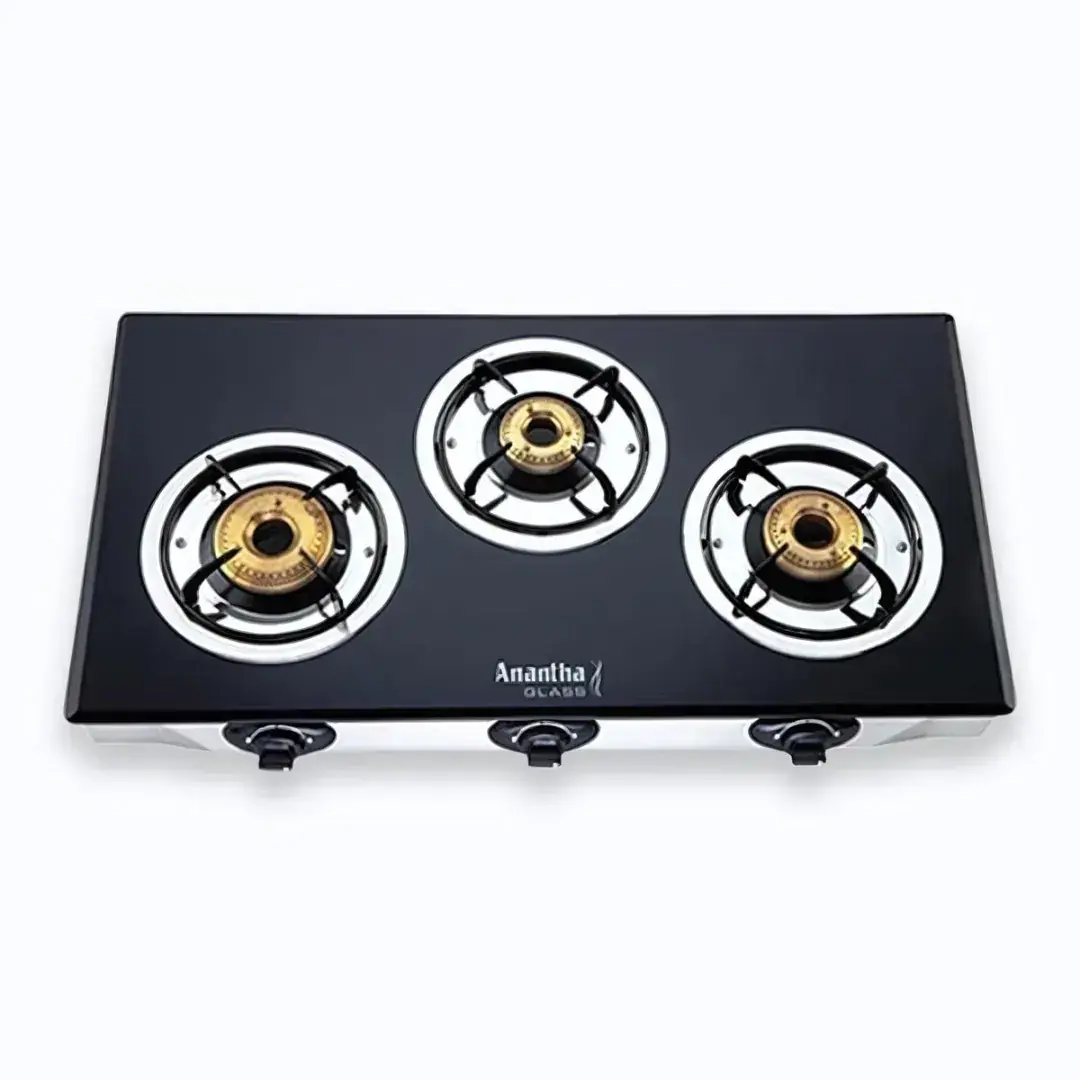 Anantha Nano Black Glass Top 3B - Gas Stove