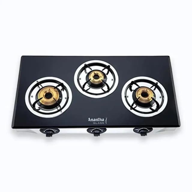 Anantha Nano Black Glass Top 3B - Gas Stove