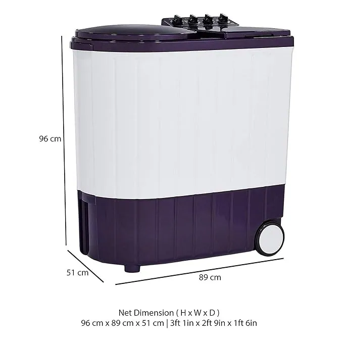 Whirlpool Top Load Semi Automatic Washing Machine 9.5 KG (SA 95 X 5S-White With Royal Purple Lid)