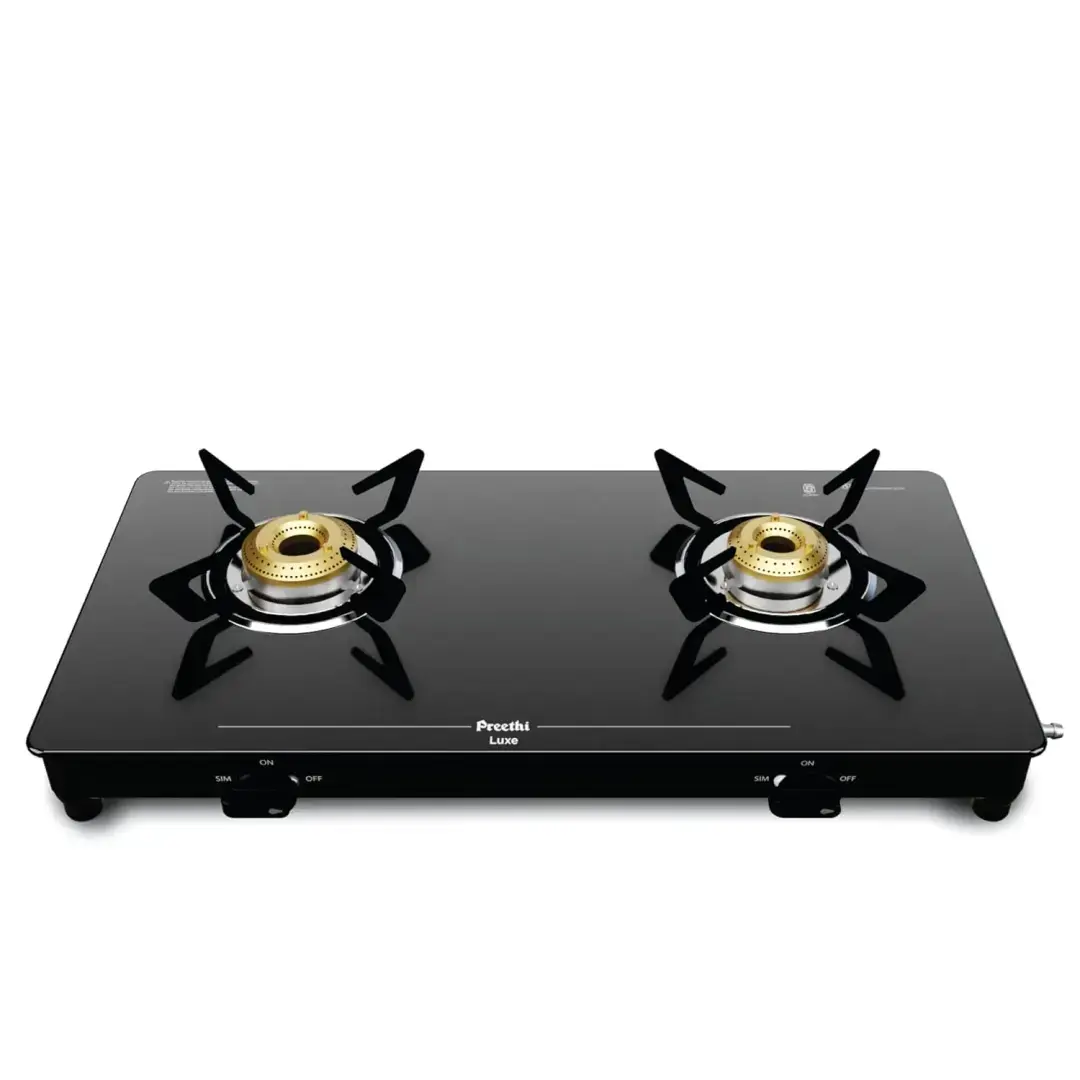 Preethi Luxe Glass Top 2B Black - Gas Stove