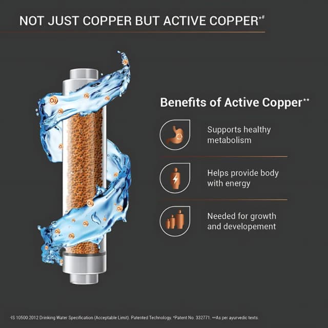 Aquaguard Neo Copper RO+UV + TA Adjuster Copper Water Purifier Black 6 Ltr