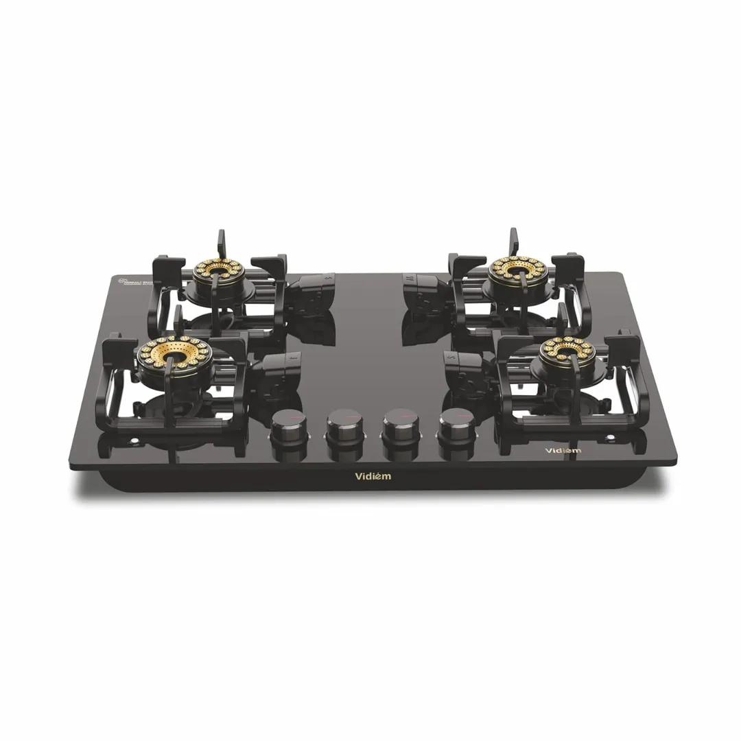Vidiem Vogue V1 Glass Top 4 Burner Gas Stove Black