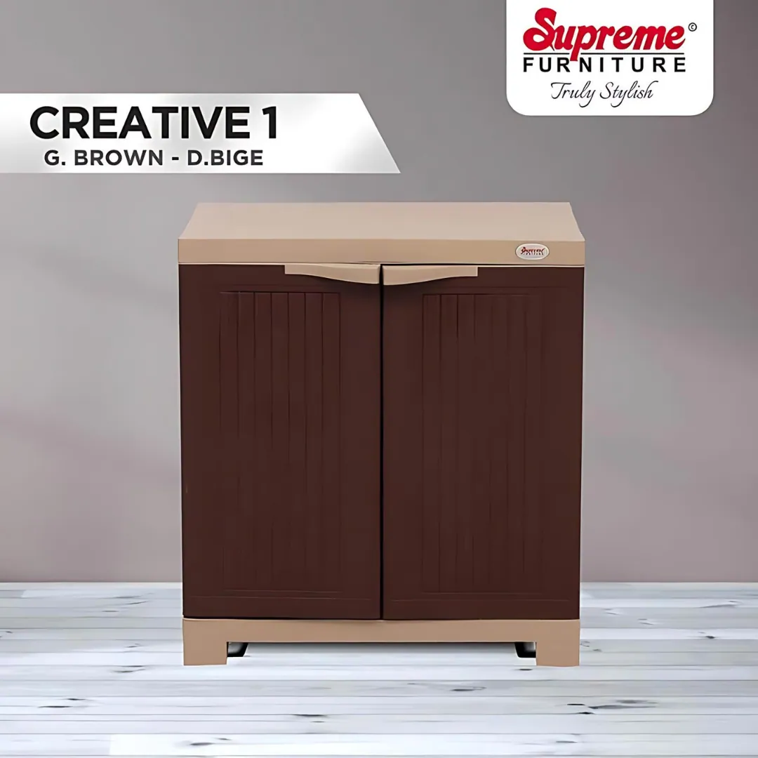 Supreme Creative 1 Small Brown & Sandal Storage Plastic Cupboard