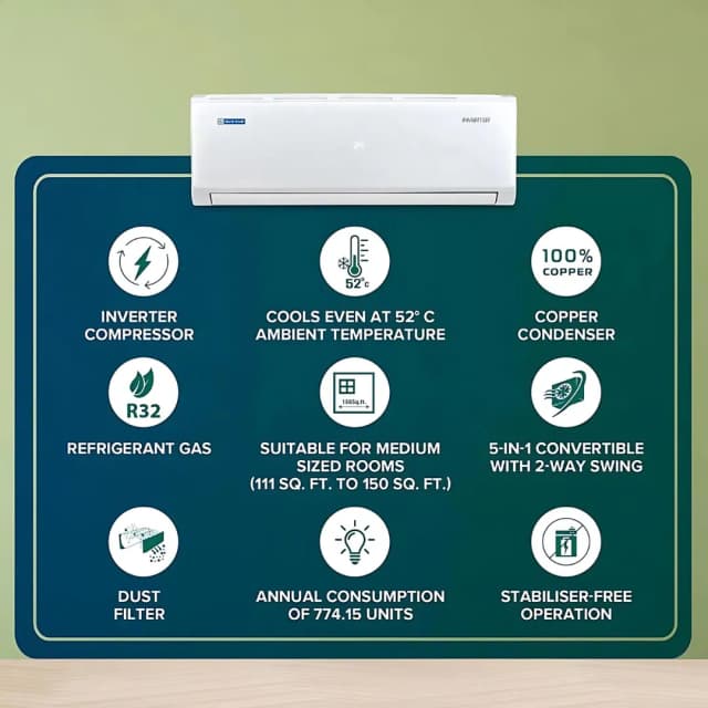 Blue Star Air Conditioner 1.5 Ton 5 Star Inverter Spit AC (IC518PNU)