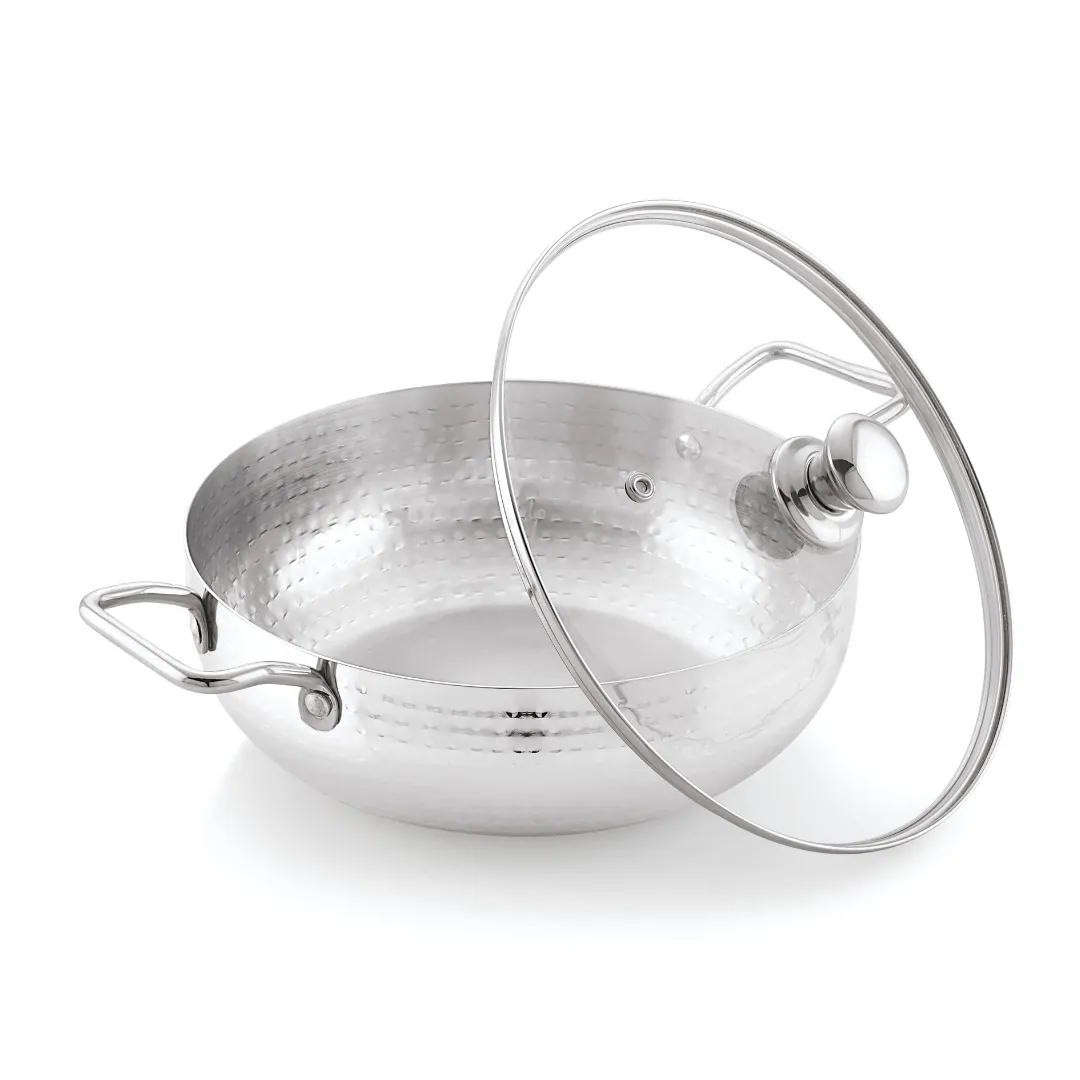 Sona Cuisino Hammered Kadai With Glass Lid 22 CM