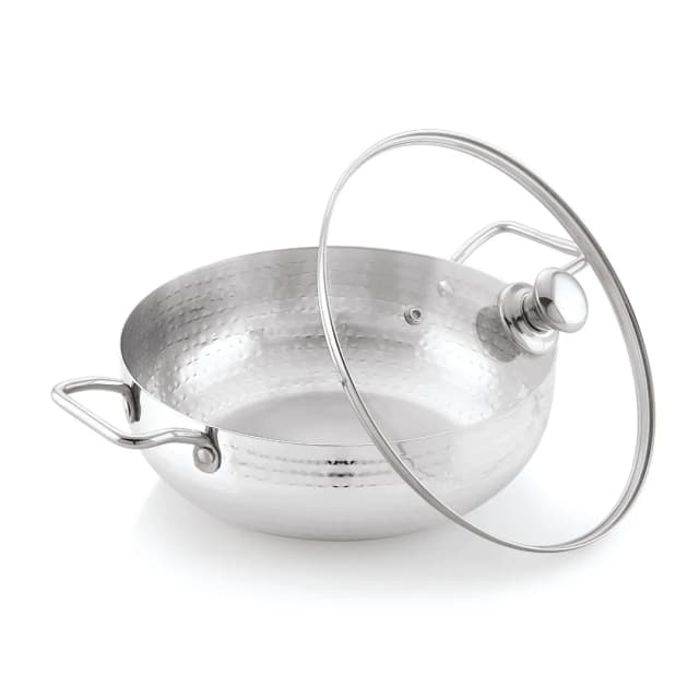 Sona Cuisino Hammered Kadai With Glass Lid 22 CM