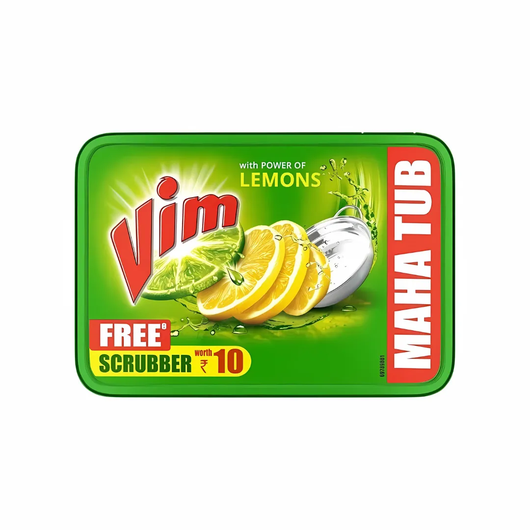 Vim Lemons Maha Tub Dishwash Bar With Scrubber 500g