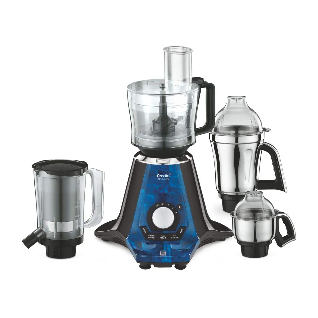 Preethi Zodiac 2.0 750 W Mixie Black With Blue With 4 Jars