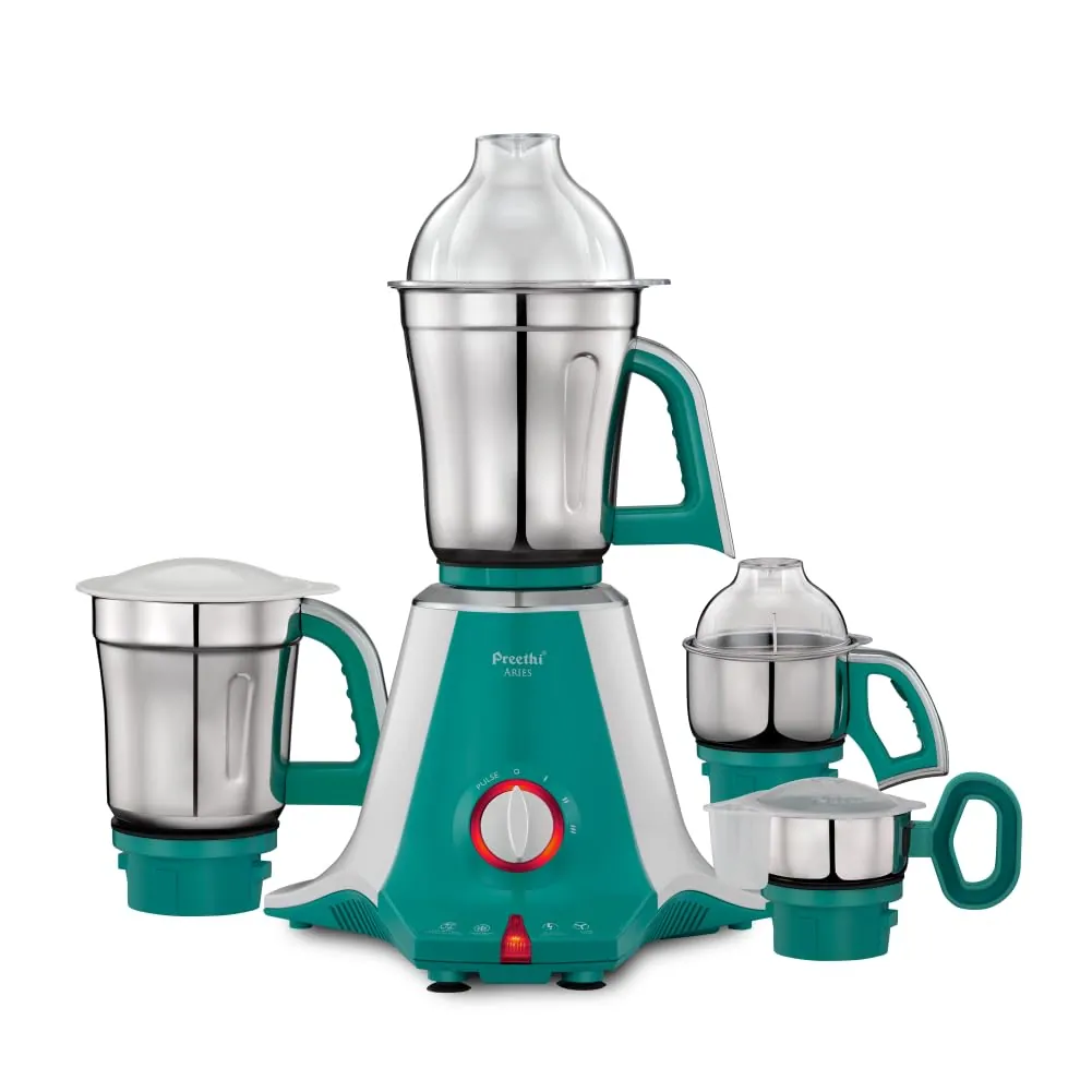 Preethi Aries 750 W Mixie White With Green 4 Jars