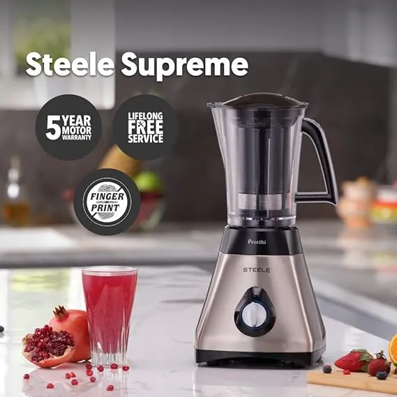 Preethi Steele Supreme 750 W Mixie Silver And Black 4 Jars