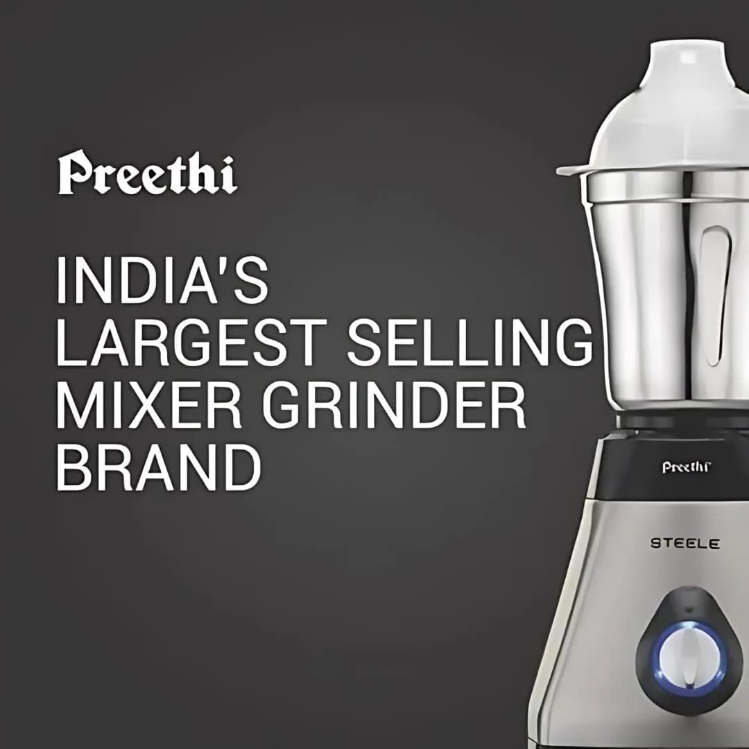 Preethi Steele Supreme 750 W Mixie Silver And Black 4 Jars
