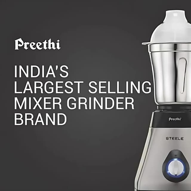 Preethi Steele Supreme 750 W Mixie Silver And Black 4 Jars